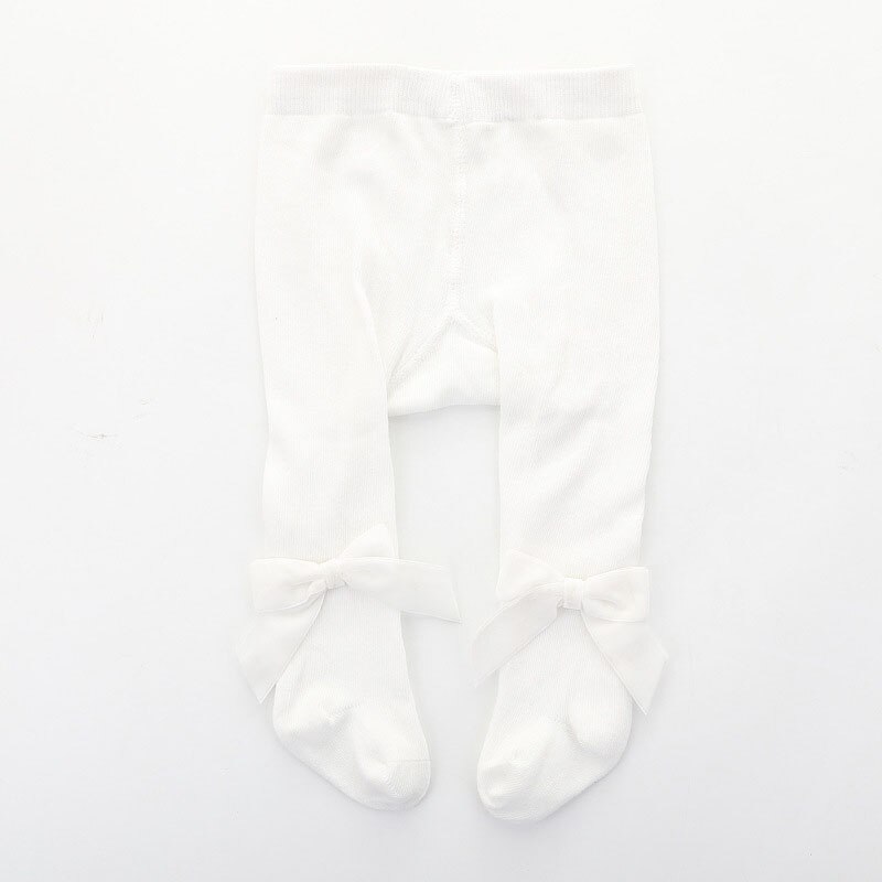 Mallas para niña de 0 a 24 meses, lazos grandes, medias de algodón suave para bebé, invierno y otoño, medias para niña pequeña: white / 0-12 M