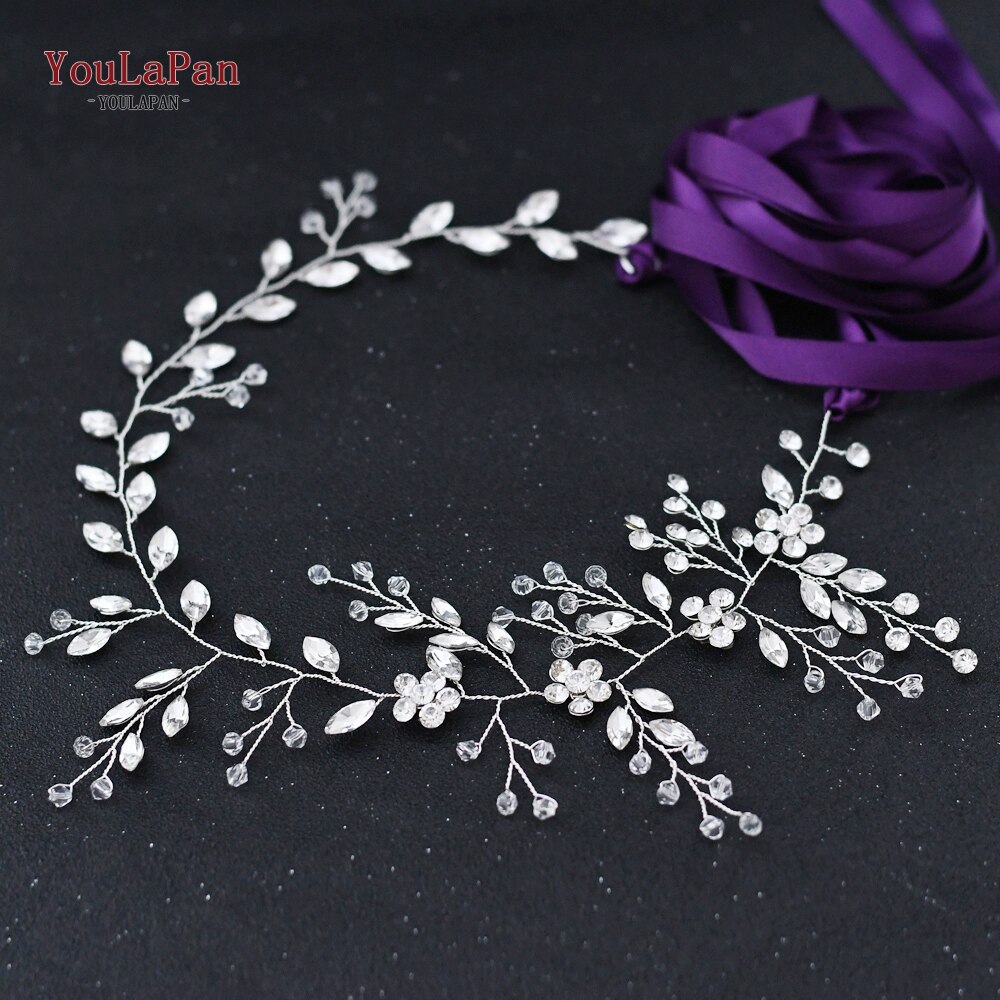 TOPQUEEN SH65 Bridal Belts Rhinestone belt Wedding Sash Belt for the Bride Wedding Accessories ivory bridesmaids dresses belt: purple ribbon