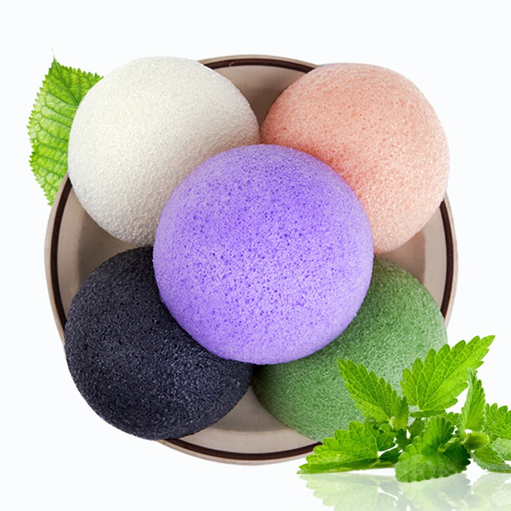 Konjac-esponja de limpieza Facial Konnyaku, 6 colores naturales, exfoliante, limpiador Facial