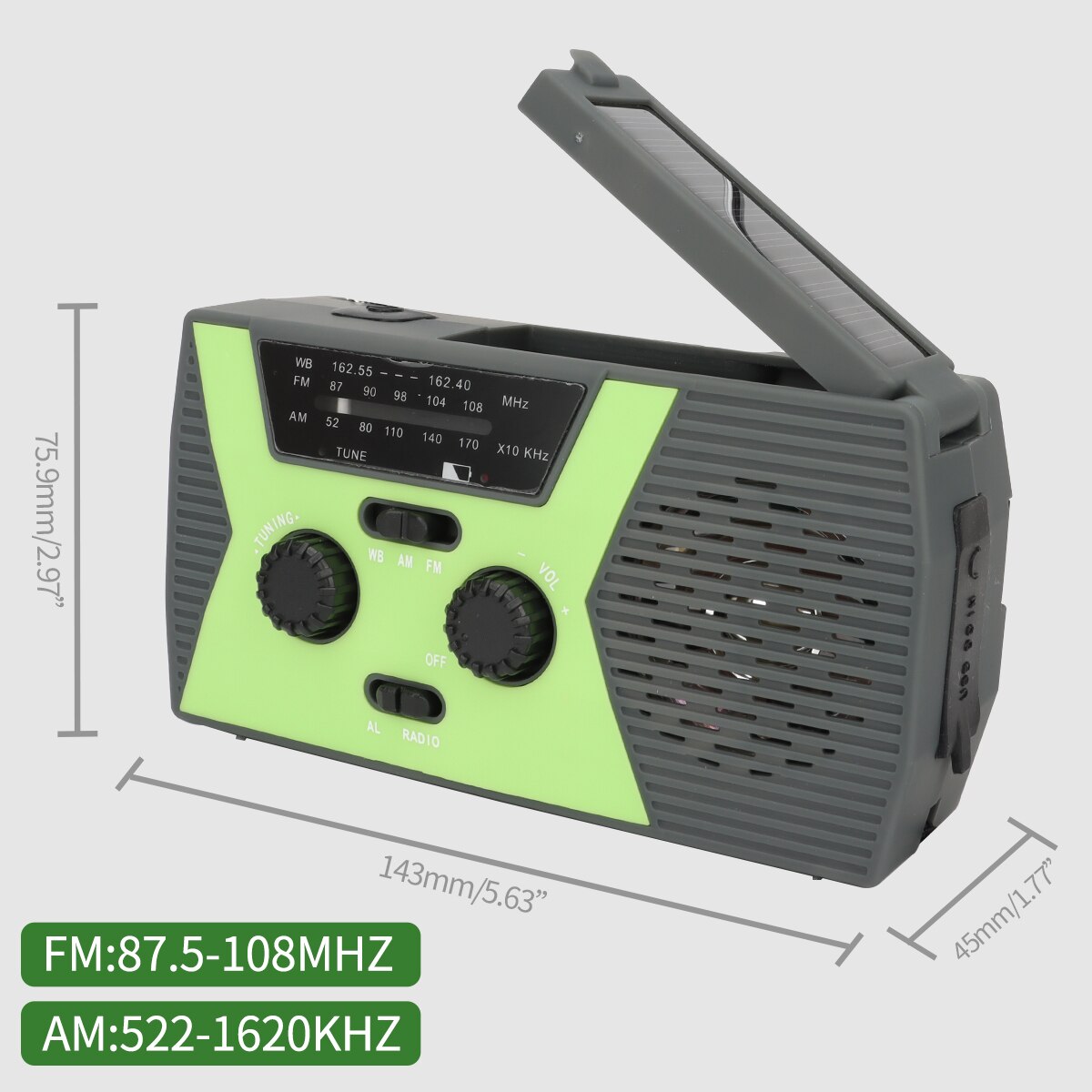 Abbree IPX5 Waterdicht Emergency Radio Am Fm Hand Crank Battery Operated Solar Radio Met Led Zaklamp Bureaulamp Sos Alert