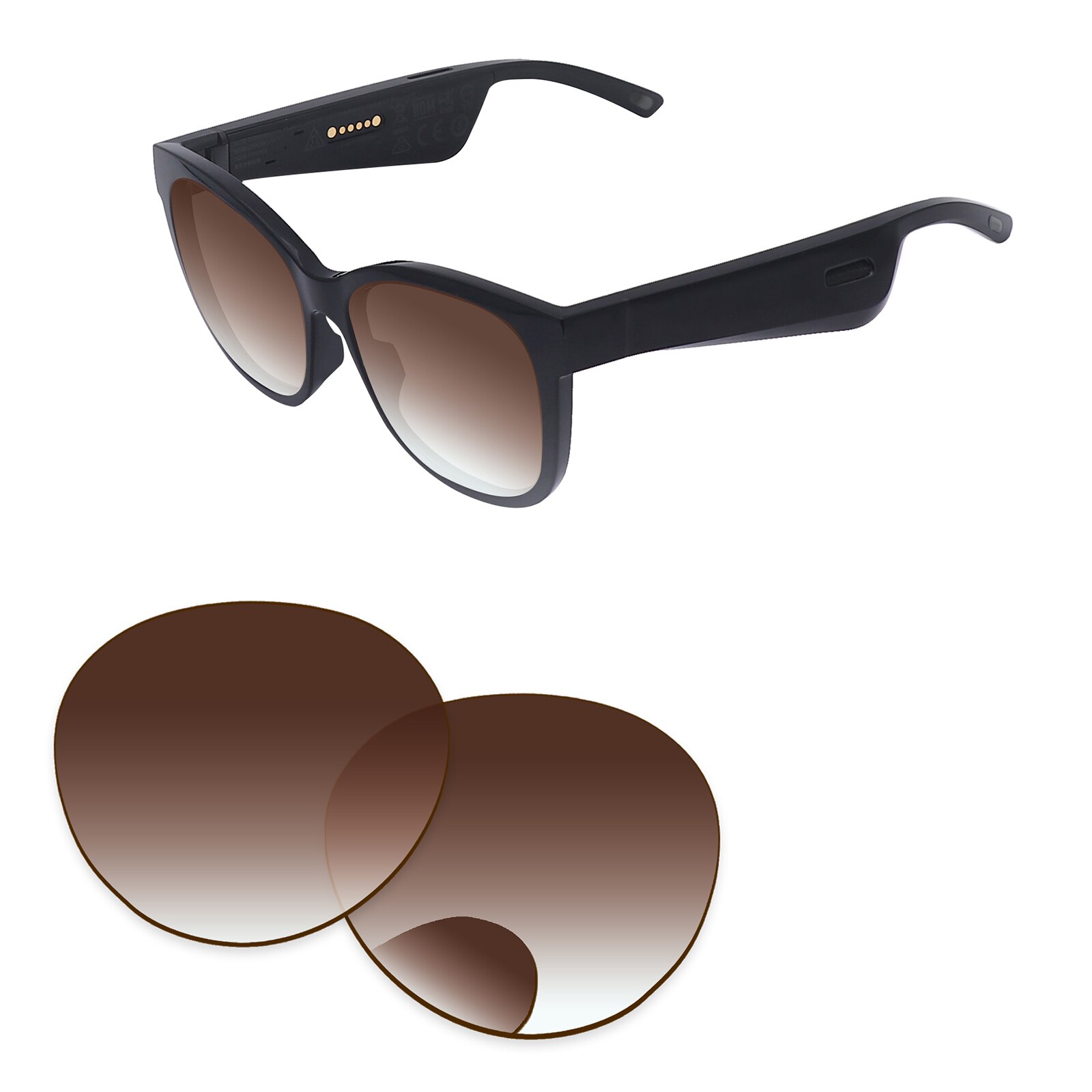Alphax – verres de remplacement pour lunettes de soleil, polarisées, pour Bose Rondo S/M, Options multiples: Brown Gradient