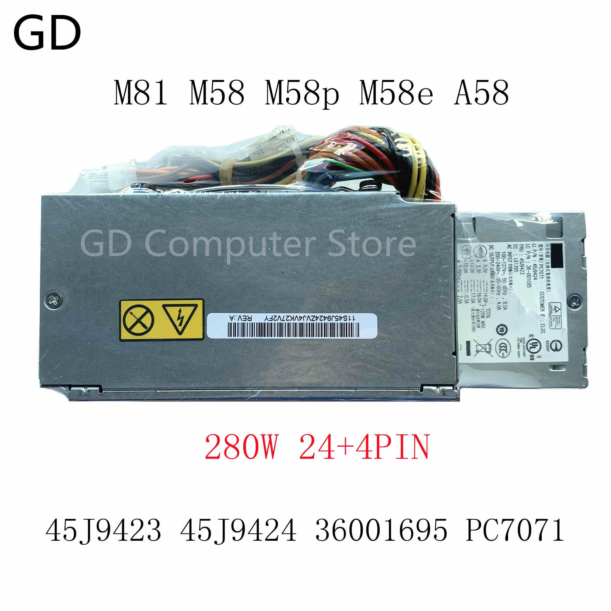 GD Original For Lenovo ThinkCentre M81 M58 M58p M58e A58 280W Power Supply 45J9423 45J9424 36001695 PC7071 24+4PIN
