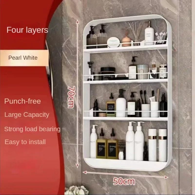 Badezimmerregale, Küche, Wandmontage, Aufbewahrungsregal, stanzfreie Toilettenregale, Organizer, mehrstöckige Toilettenartikel, Kosmetikregale: Lila