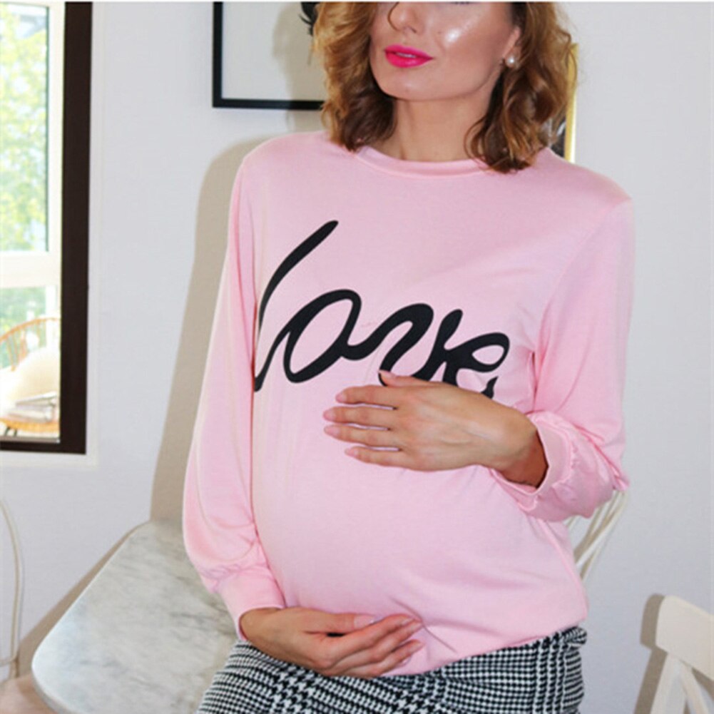 Mother Baby Girls Parent-Child Matching Clothing Pregnant Women Child Sweatshirt Tops Love Letter Print Long Sleeve Shirt