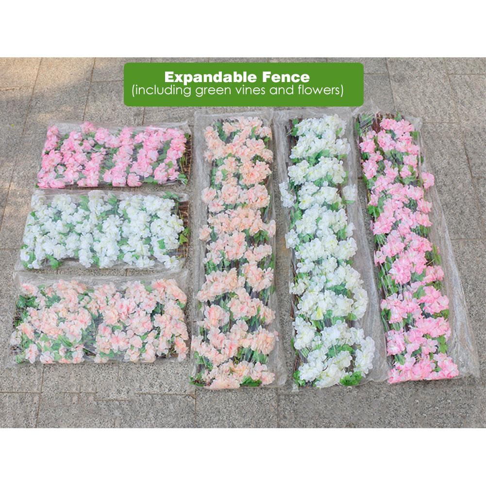 Seto de madera con hojas de flores artificiales, decoración de jardín, pantalla de privacidad, enrejado expansible
