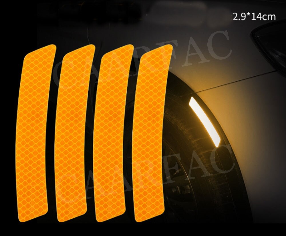 Universele Auto Bumper Reflecterende Waarschuwing Strip Stickers Velg Wenkbrauw Waarschuwen Licht Reflector Beschermende Sticker Scratch Paster: Orange For Wheel Rim