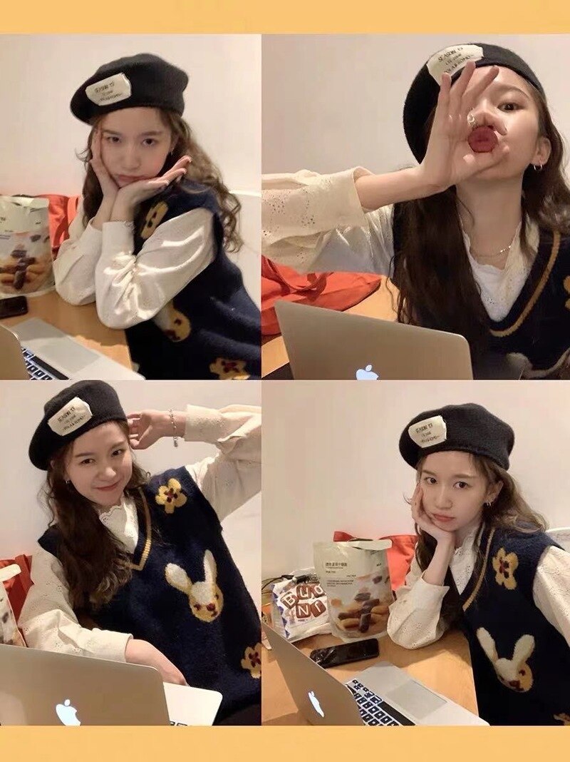 Fat Boss Wang Qiu Dong Season with A Sleeveless Sweater Wears Outside Cute Cartoon Female Vest Vest