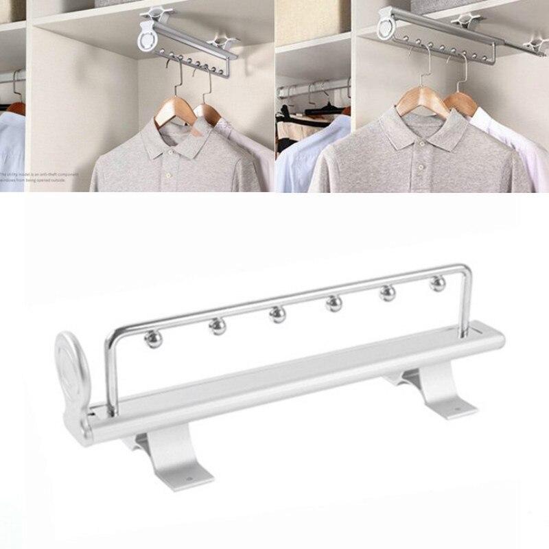 260mm-460mm Aluminum Alloy Retractable Hanger Wardrobe Top Clothes Rail Cloakroom Storage Organize Furniture Hardware