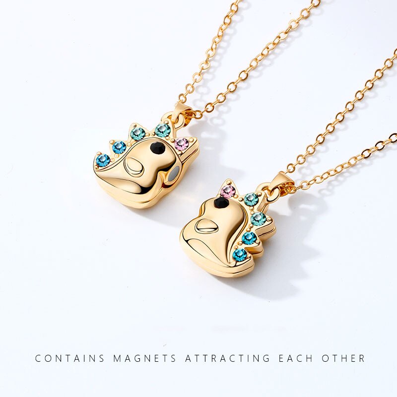 Moda New Unicorn Couple collana magnete effetto tridimensionale collana in pietra gioielli regalo di san valentino