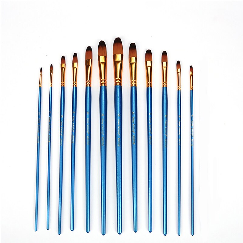 Juego de pinceles de nailon para pintura de uñas, Set de 12 pinceles de cabeza redonda para pintar con acuarela acrílica, ideal para estudiantes, niños y artistas