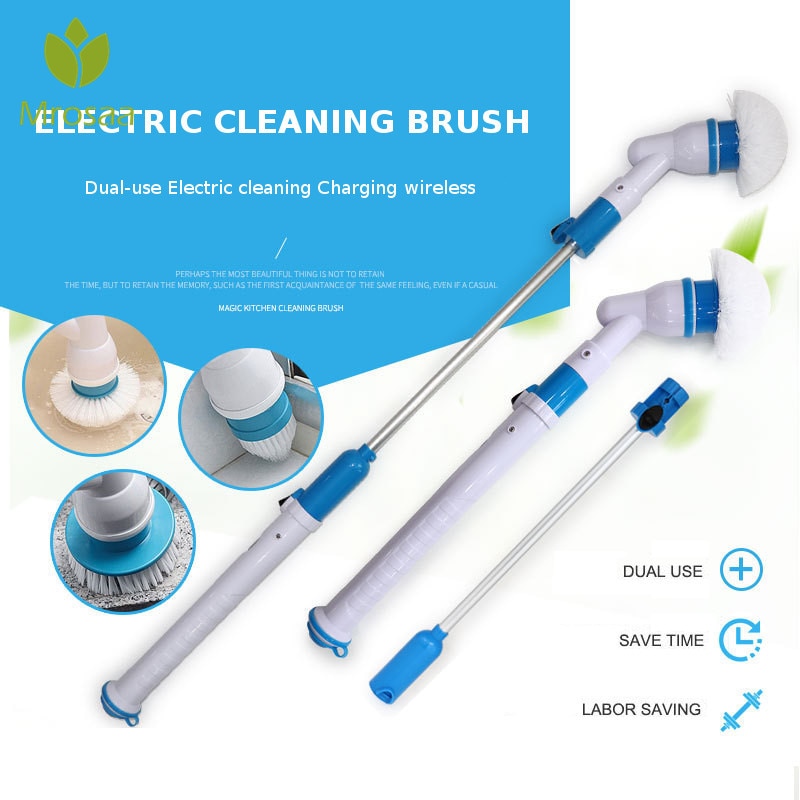 Turbo Scrub Electric Cleaning Brush Adjustable Long Handle Waterproof Cleaner Wireless Charging Bathroom Kitchen Cleaning Tools