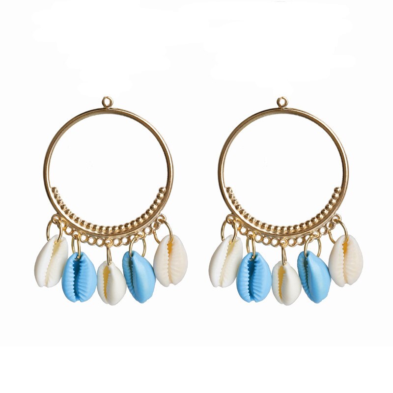 Nuevos colgantes de concha de 50 Uds. Para pendientes o collares DIYSeaside Estilo de vacaciones, accesorios de joyería LX57: Sky Blue