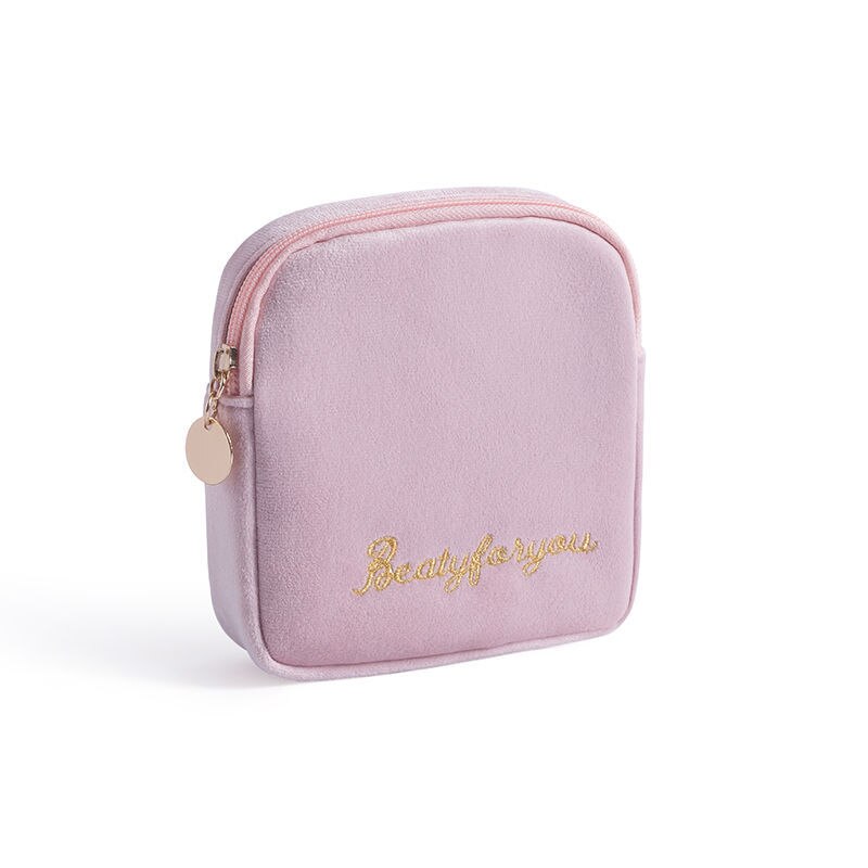 Meisjes Luier Maandverband Opbergtas Fluwelen Maandverband Tassen Sieraden Organizer Oortelefoon Pouch Cosmetische Geval: pink