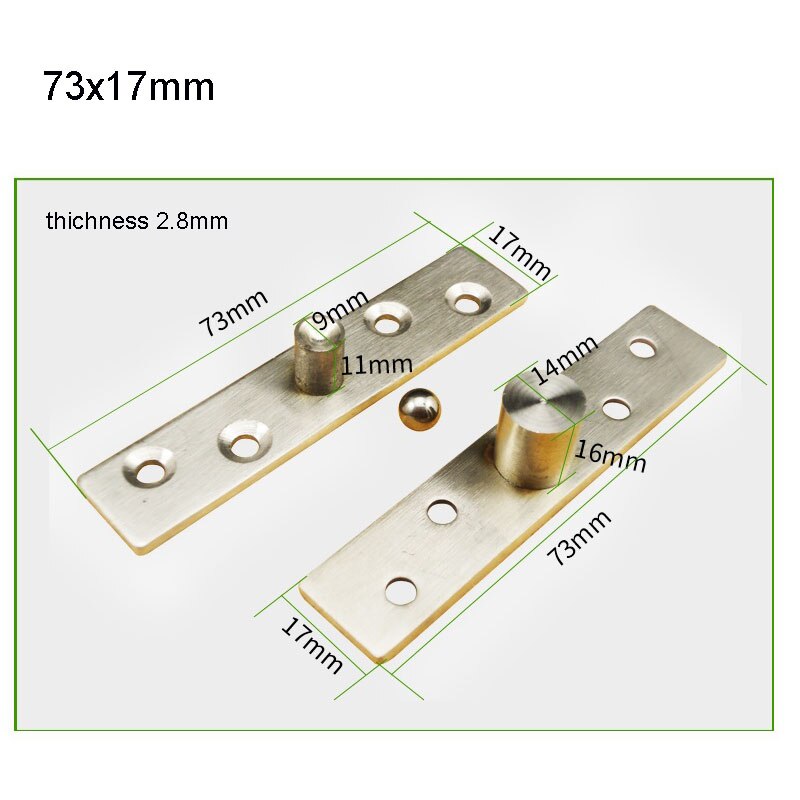 1Stck 360 ° Edelstahl Scharniere Drehtür Drehkreuz Scharnier Positionierung sterben Tür Welle Versteckte Scharnier hoch Und Unten welle: 73x17mm