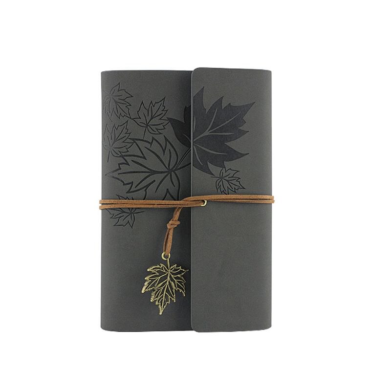 Leather Writing Journal Notebook, Classic Spiral Bound Notebook Refillable Diary: Grey / A7
