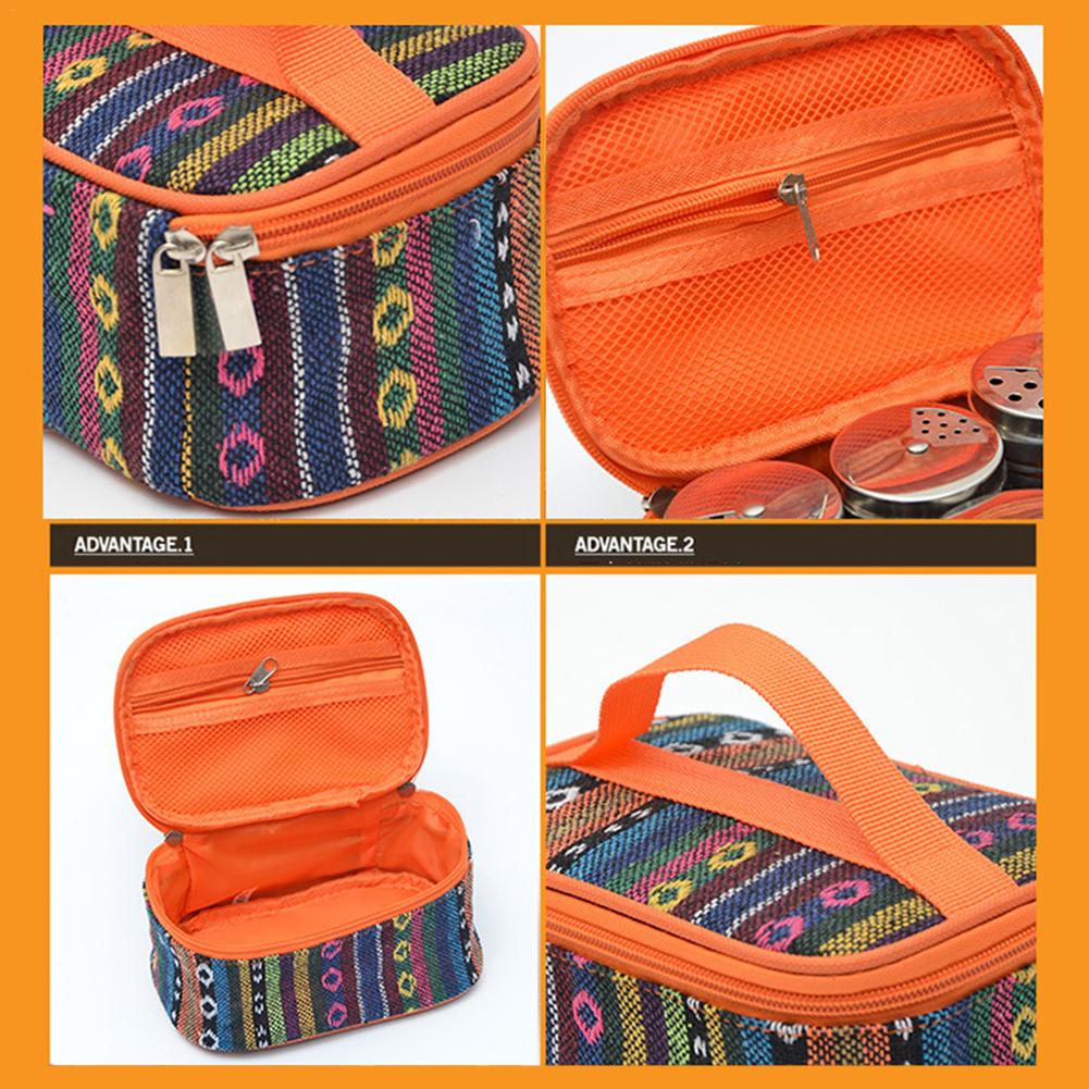 Picnic Bag BBQ Spice Condiment Bottles Storage Bag Camping Seasoning Organizer Bottle Outdoor Tableware Barbecue Tool Makeup Bag