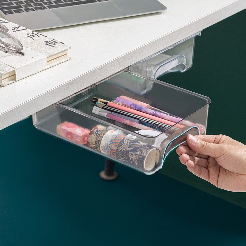 Drawer box under desk, organizing box, dorm desk small invisible drawer box,Office Stationery Organizer