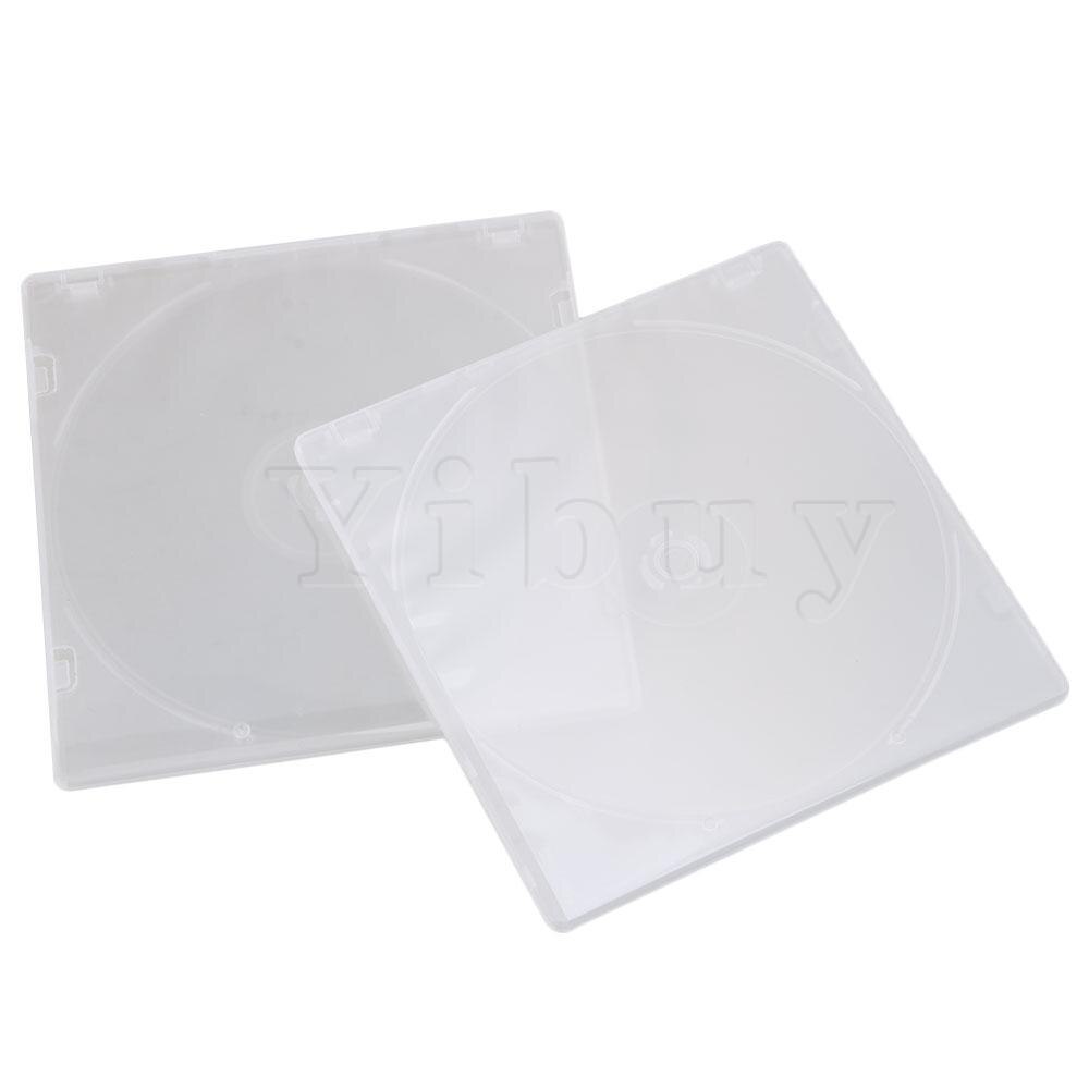 Yibuy 12.9x12.6cm Transparent Slim Single Disc CD DVD Jewel Cases Set of 50