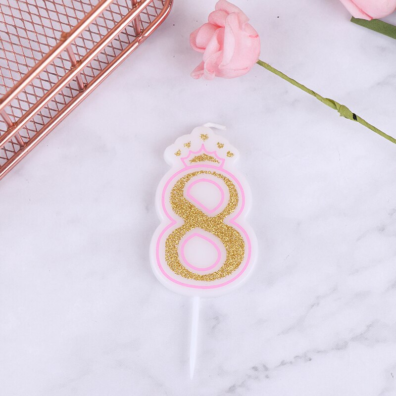 1PC Blue Pink Cake Number Candle Birthday Party 0 1 2 3 4 5 6 7 8 9 Anniversary Cake Numbers Age Candle Party Decoration: 19