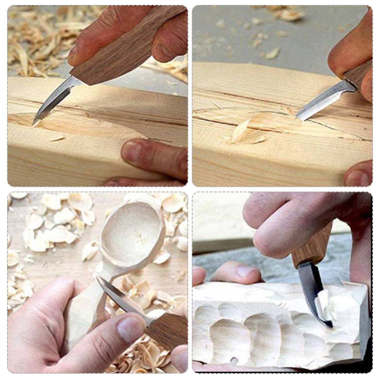 1PCS Woodworking Beech Oval Handle Scimitar Straight Knife Carving Knife Home Wood Scraper Carving Straight Knife Carving Tool