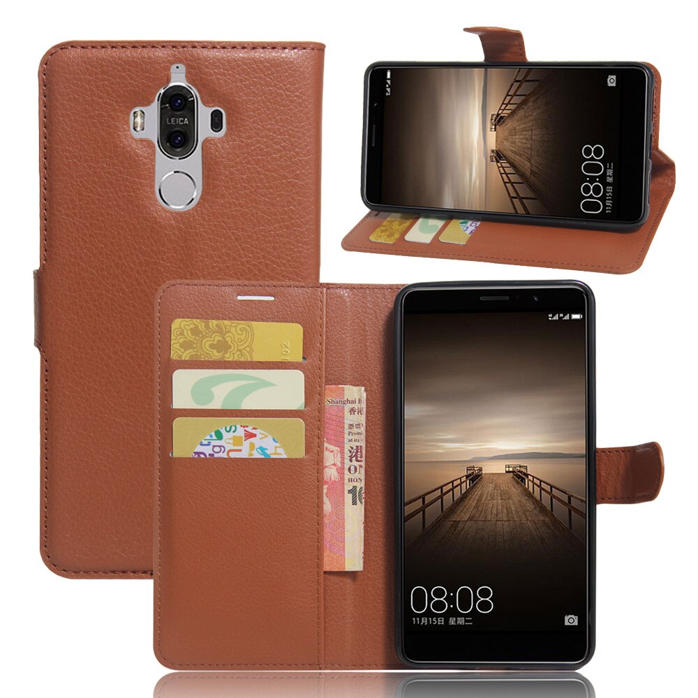 Funda protectora para teléfono Huawei Mate 9 / Mate 9 Pro, funda protectora de piel sintética con tarjetero