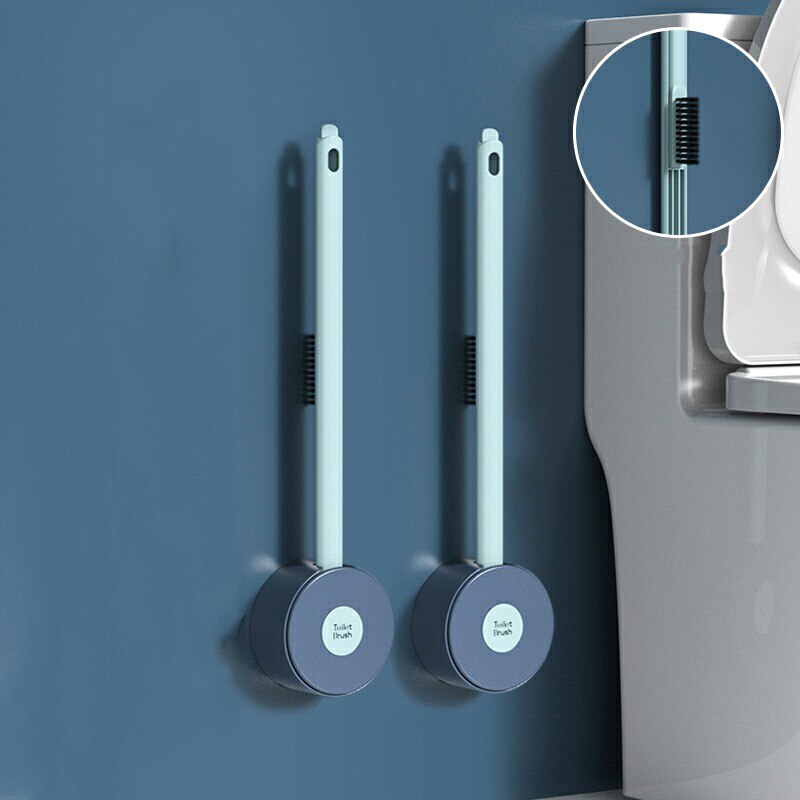 Brosse de toilette murale en Silicone, pas de perforation, outils de nettoyage avec 2 brosses, accessoires de salle de bain à domicile