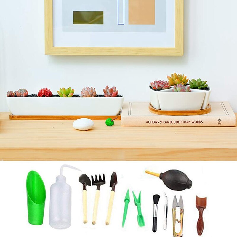 Mini herramientas de mano para jardín, juego de herramientas para trasplantar suculentas, jardinería en miniatura, 13 Uds.