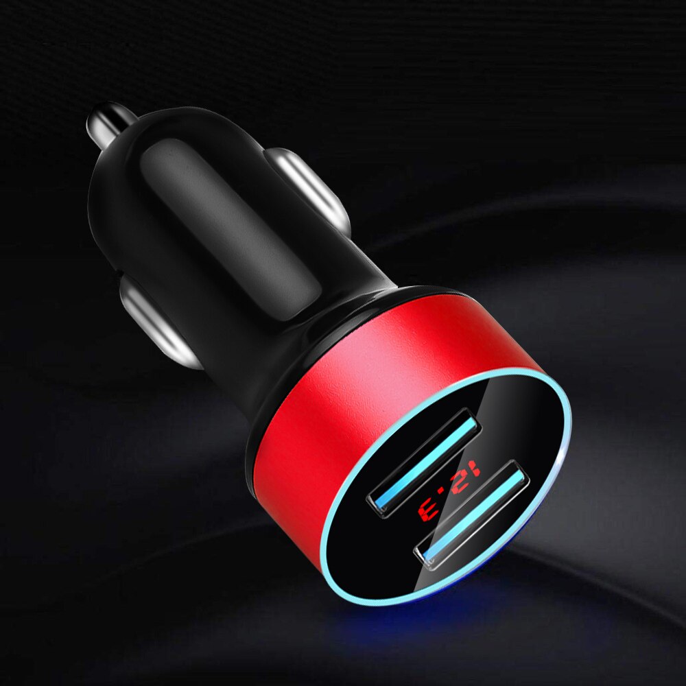 3.1A Dual USB Car Charger 2 Ports LCD Display 12-24V Car Cigarette Socket Lighter Car Phone Charger for iPhone 12 11 Pro Samsung