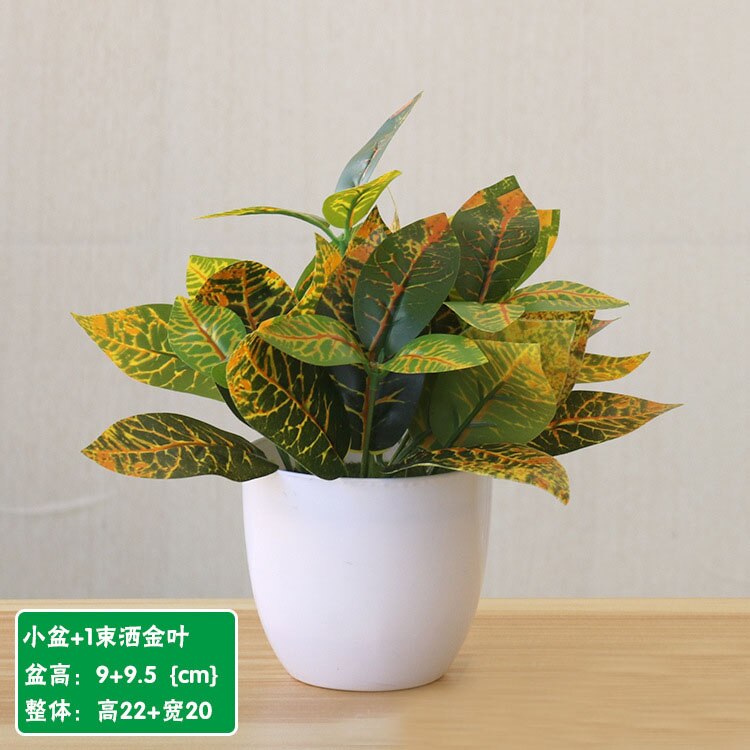 22cm artificiel vert aneth persan feuilles plantes bonsaï maison salon balcon bureau décoration blanc en pot plantes bonsaï: Style 09