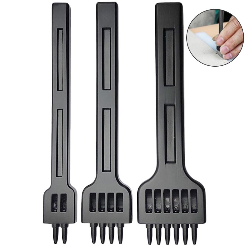 Leather Punch Round PU-Leather Chisel Cowhide Prong Stitching Hole Tool for DIY Belt Shoes Steel Die Metal Stamping Kit