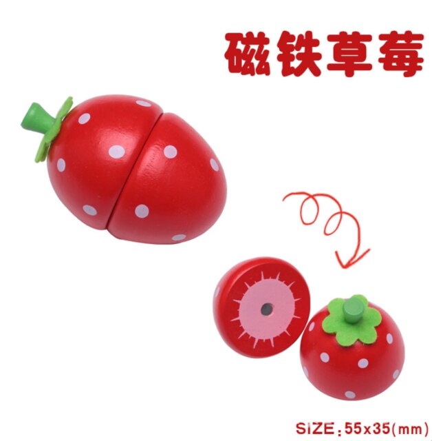 Montessori Educational Toy wooden kitchen toy fruit cutting avocado cut fruit toy house food toy Pretend Play Toy Christmas: Small Strawberry