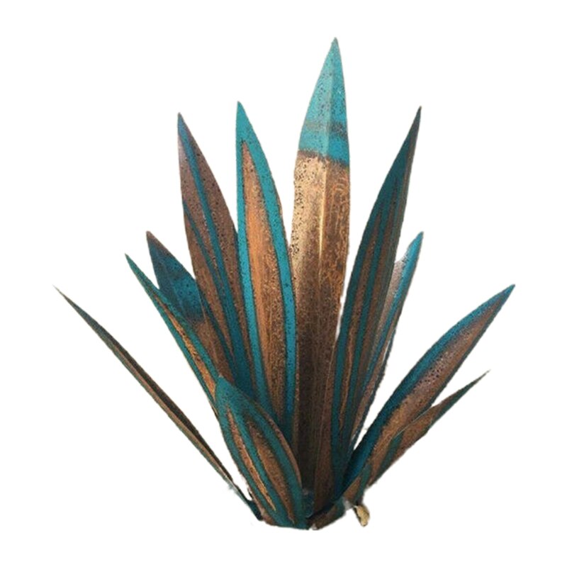 Simulation de plante d'agave artistique, Sculpture rustique en métal, bricolage, pour Patio extérieur, décoration de jardin, piquets de décoration de pelouse, Statue de maison: 35Color blue