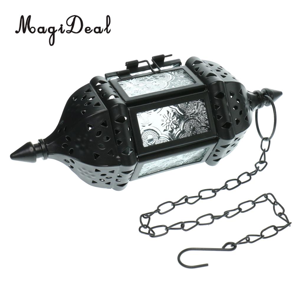 Marokkaanse metalen holle hangende kaarsenhouder, decoratieve kaarslantaarnlamp met 66cm kettingen, voor bruiloftsdecoratie