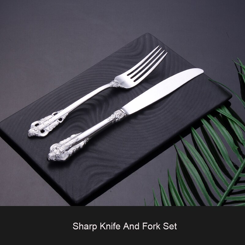 18/10 rustfrit stål sølvtøj bestik western vintage stål service kniv gaffel ske teske 5 stk food service bestik