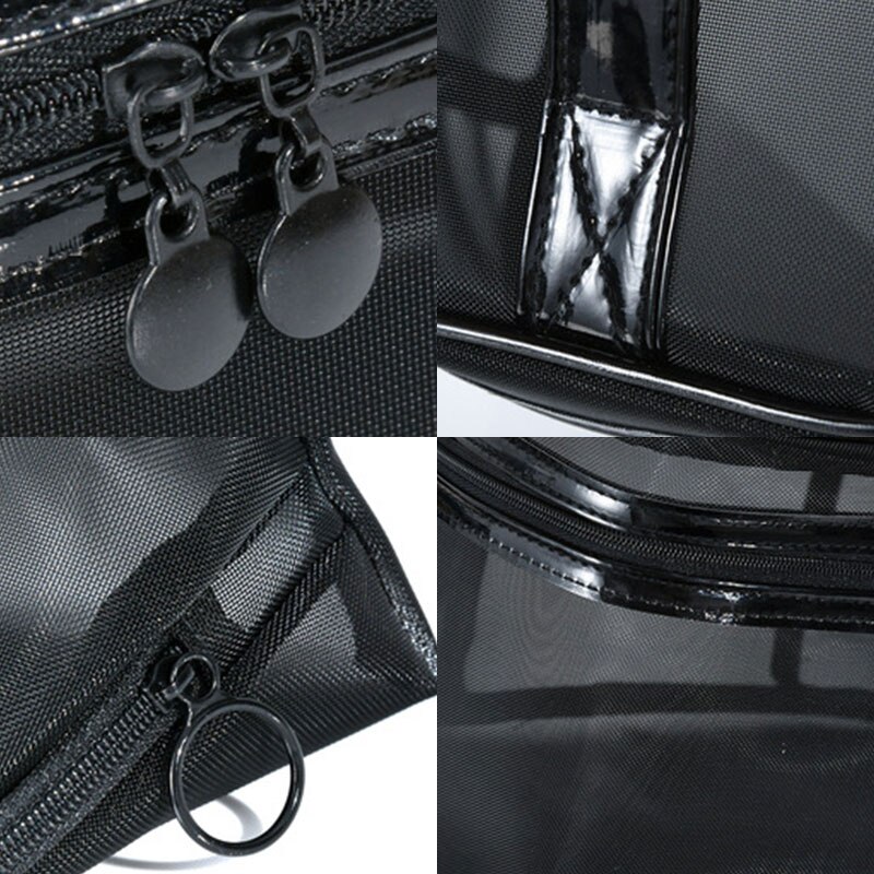 Große Kapazität Frauen Gittergewebe Kosmetik Tasche Schwarz transparent Reise Reißverschluss machen-hoch Tasche Kultur Werkzeug Organizer Lagerung Taschen