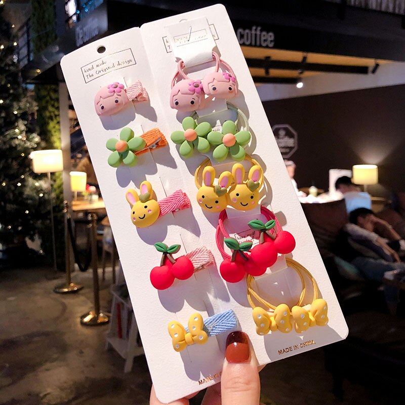 15/20 Pcs/Bag Children Cute Colors Cartoon Fresh Fruit Flower Elastic Hair Bands Girls Acrylic Rubber Bands Kid Hiar Accessories: Girls-15 Pcs