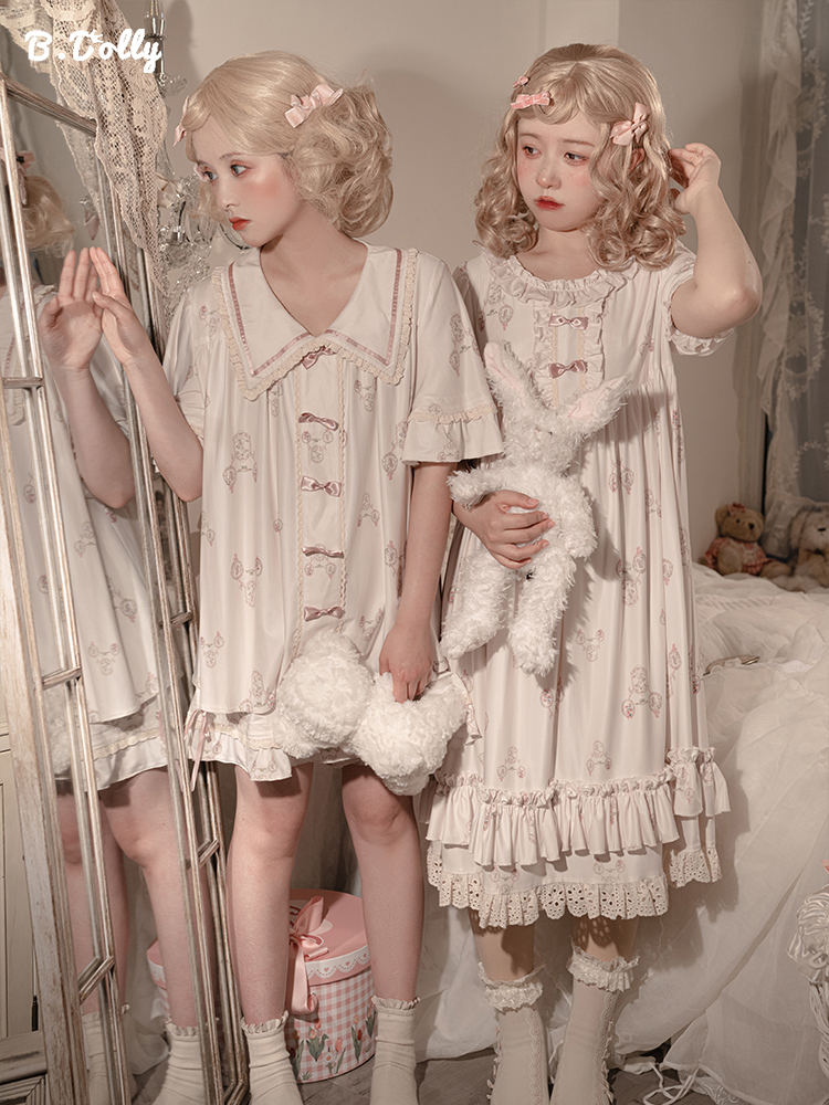 Kawaii śliczne Lolita bielizna nocna koszula nocna Lolita zestaw koszula szorty gwiazda księżyc piżamy sukienki zestaw z krótkim rękawem słodkie ubrania domowe