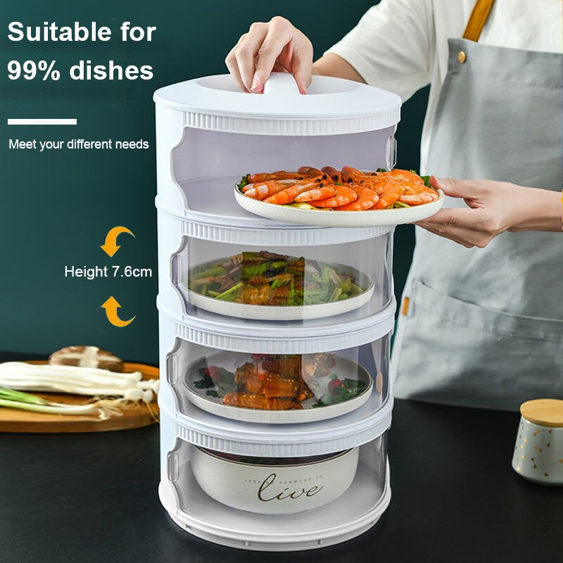 Stapelbaar Voedsel Dome Multi-layer Transparant Isolatie Cover Stofdicht Voor Koelkast Keuken Accessoires Cocina Accesorio