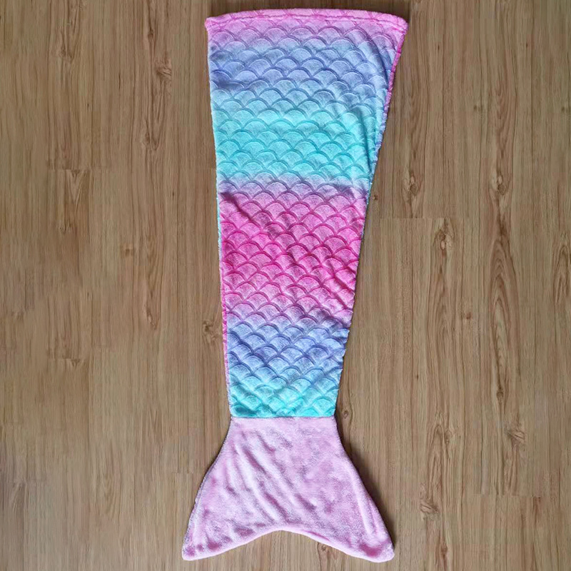 Blauw En Roze Mermaid Deken Schoonheid Vissenstaart Mermaid Dekens Voor Baby Kids Super Zacht Koraal Fleece Wearable Worp Deken