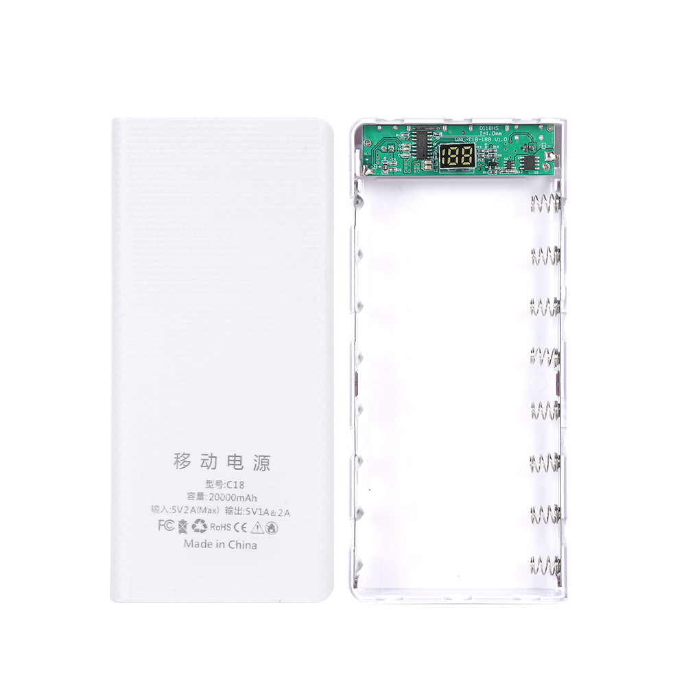 5V 2A 6x18650 Power Bank Battery Box Mobile Phone Charger DIY Shell Case For iphone6 Plus S6 xiaomi 20000mAh Without Battery: Pink