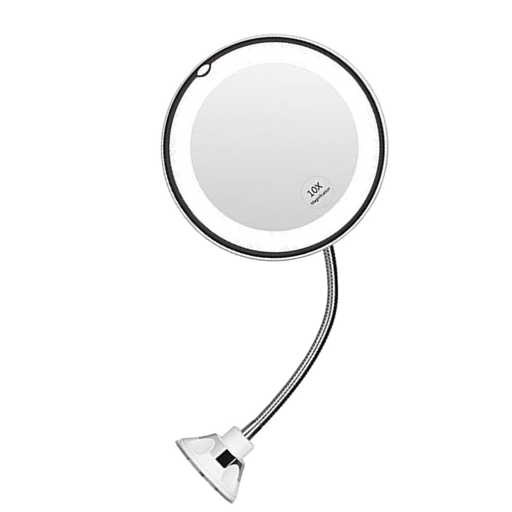 Led Makeup Mirror With Light Folding Double Wall Mount Vanity Mirror 10x Touch Dimming Mirrors Suction