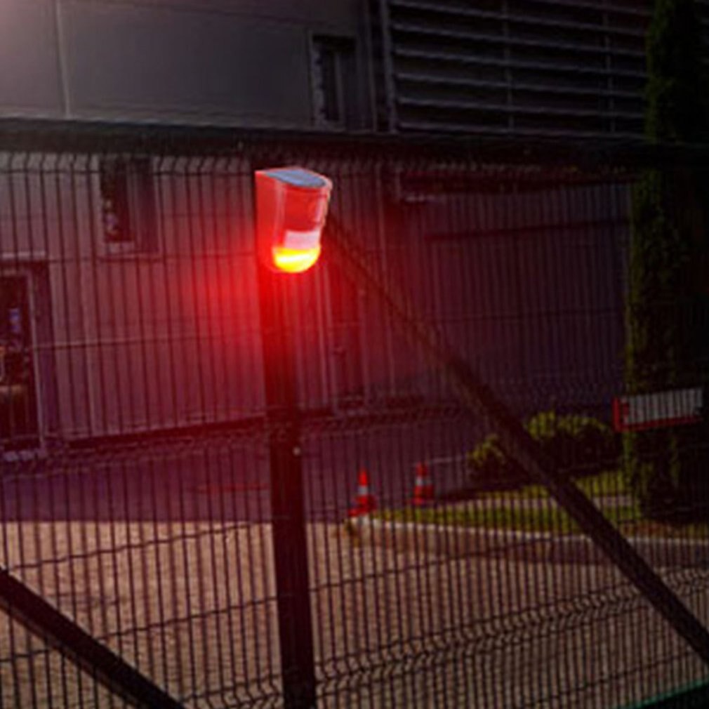 Zonne-geluidswaarschuwing flitswaarschuwing geluid en licht alarm bewegingssensor 110 decibel sirene stroboscoop beveiligingsalarmsysteem voor boerderijen