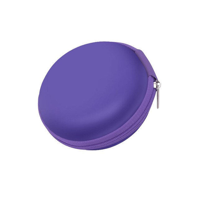Kopfhörer fallen PU Leder Kopfhörer Lagerung Kasten Schutzhülle USB Kabel Veranstalter Ohrhörer Tasche Reißverschluss fest Kopfhörer Tasche: Purpurrot
