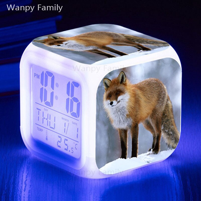 List Fuchs alarm uhr glowing LED farbwechsel digitale wecker kinderzimmer leuchtenden multifunktions elektronische uhr: Silber