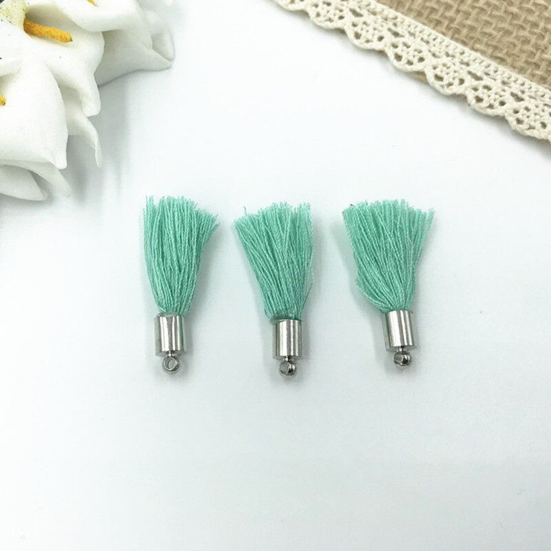 Diy 40 st mini bomullstråd metall hatt tofs hänge hantverk nyckelring dekoration 25mm: Grön -40 st