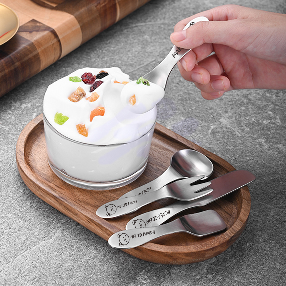 WORTHBUY 304 Edelstahl Geschirr einstellen für freundlicher Mini Eis Nachtisch Löffel Gabel Messer Küchen geschirr freundlicher besteck