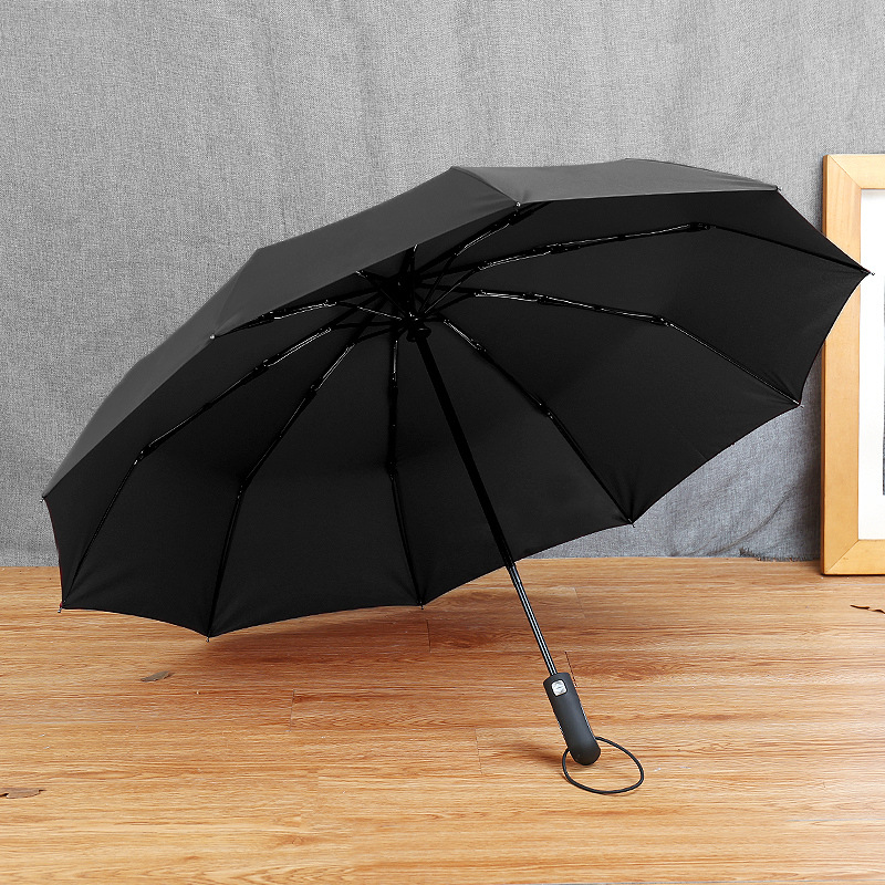 Paraguas automático resistente al viento y la lluvia, paraguas plegable de lujo para mujer, paraguas grande a prueba de viento, Marco para hombres a prueba de viento 1-2people: Black