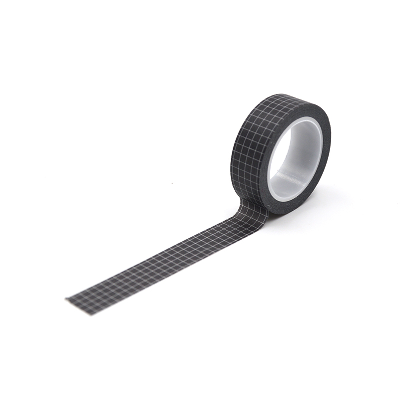 Cinta Washi de cuadrícula blanca y negra, papel japonés, planificador DIY, cinta adhesiva de 10M, pegatinas, cintas decorativas de papelería