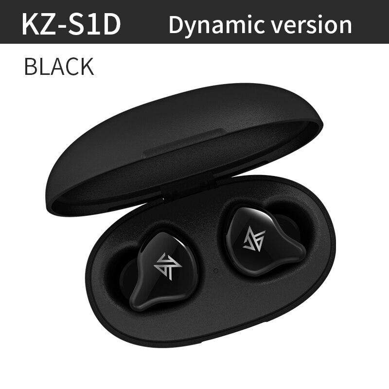 Kz  z1 tws øretelefoner ægte trådløse mini øretelefoner bluetooth 5.0 vandtæt in-ear hovedtelefon bas headset kz  s1 s1d: Sort