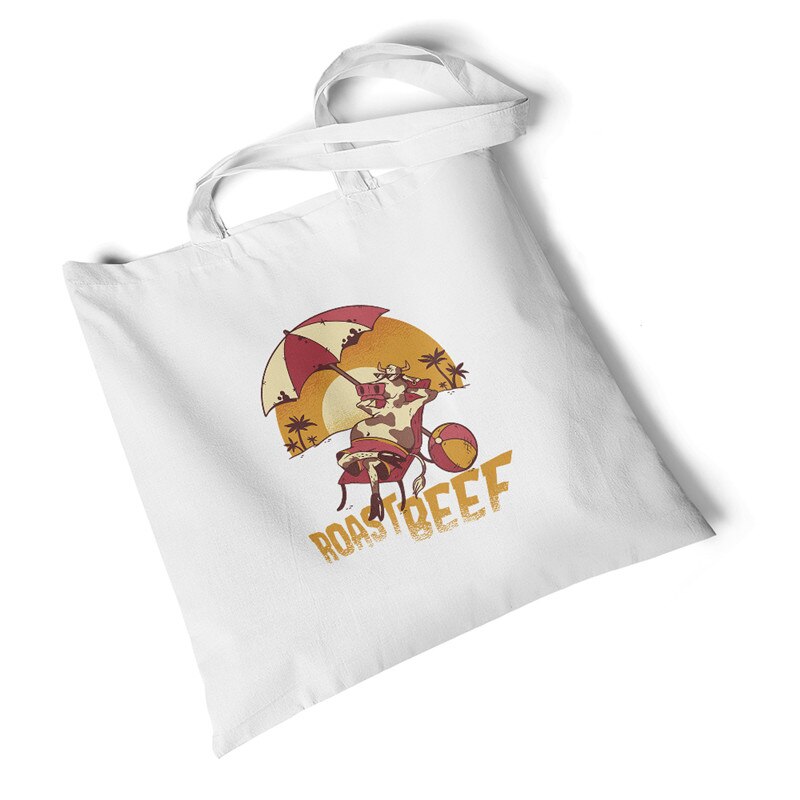 Milieuvriendelijke boodschappentassen dames dierenprint canvas tas strand grote casual handtassen originele studenten schoudertassen: Rosbief